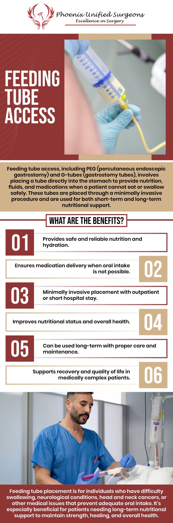 Common questions asked by patients: What is feeding tube access? When are PEGs and G tubes needed? How are PEGs and G tubes placed? What is the difference between a PEG tube and a G tube? How should patients care for a feeding tube after placement? For more information, contact us or request an appointment online. We are conveniently located at 20333 N 19th Avenue, Ste 230 Phoenix, AZ 85027. We serve patients from Phoenix AZ, Sun City AZ, Peoria AZ, Surprise AZ, Glendale AZ, Scottsdale AZ, and surrounding areas. Common questions asked by patients: What is feeding tube access? When are PEGs and G tubes needed? How are PEGs and G tubes placed? What is the difference between a PEG tube and a G tube? How should patients care for a feeding tube after placement? For more information, contact us or request an appointment online. We are conveniently located at 20333 N 19th Avenue, Ste 230 Phoenix, AZ 85027. We serve patients from Phoenix AZ, Sun City AZ, Peoria AZ, Surprise AZ, Glendale AZ, Scottsdale AZ, and surrounding areas.